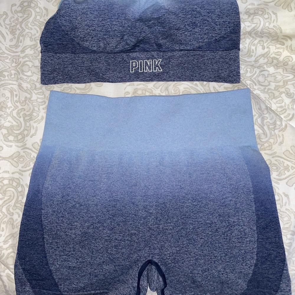 PINK workout set of shorts and sports bra